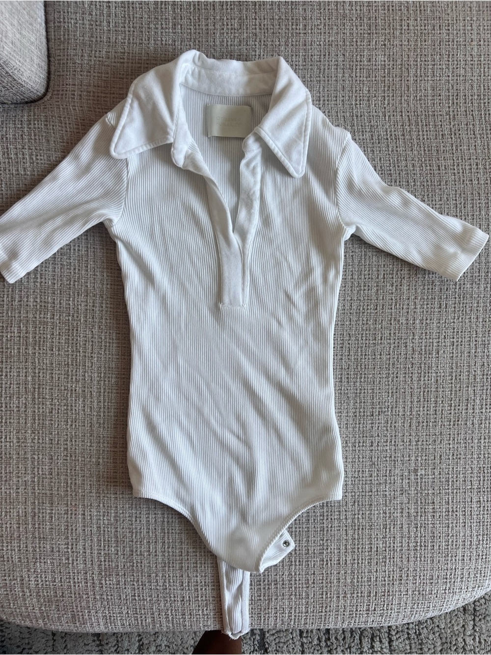 Citizens Of Humanity White Ribbed Polo Bodysuit